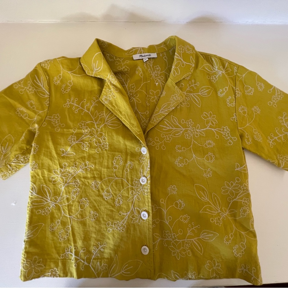 Madewell yellow printed blouse
